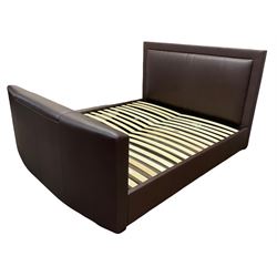 SuperKing 6’ tv bed upholstered in brown faux leather