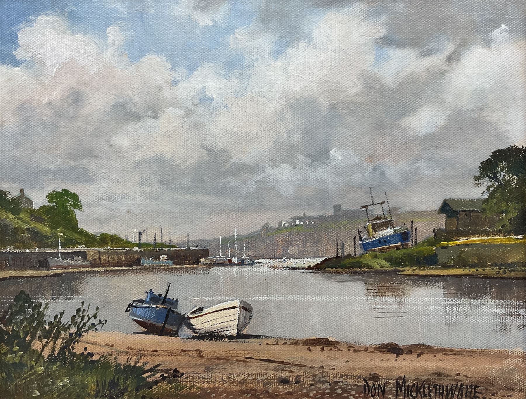 Don Micklethwaite (British 1936-): Whitby From Bog Hall, oil on canvas board signed 21cm x 27cm