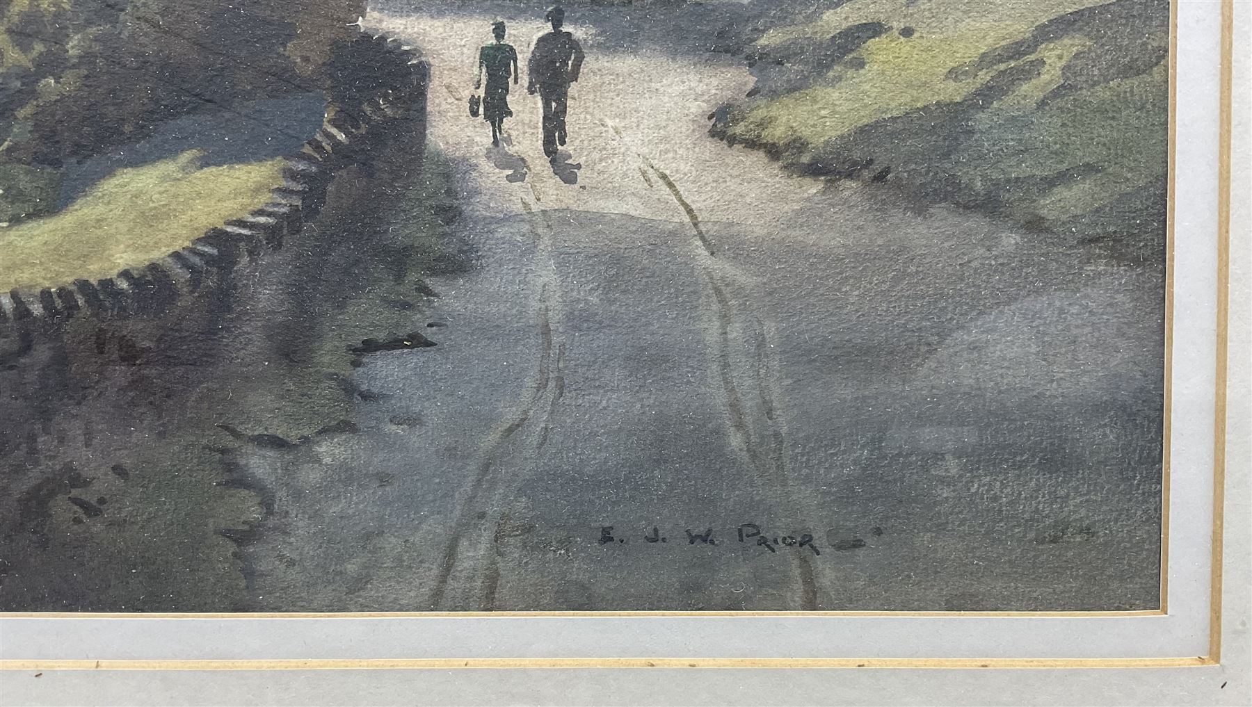 Ebenezer John Woods (Jack) Prior (British 1914-1988): An Evening Stroll, watercolour signed 37cm x 51cm 