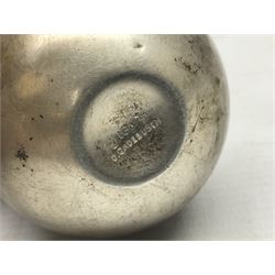 Pre-WW2 German presentation silver mess cigar lighter in the form of a flaming globular grenade with flambe finial inscribed 'Oberleutnant v.Both Reit. Artillerieabtlg. 1 Jnsterburg 1.10.1936' and 'R1' verso; marked 'Moon Crown 835 D. Gadebusch' H10cm