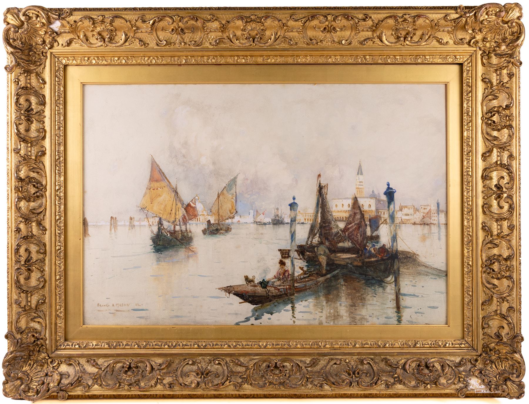 Frank Henry Mason (Staithes Group 1875-1965): Venetian Lagoon, watercolour signed and dated '02, 50cm x 75cm