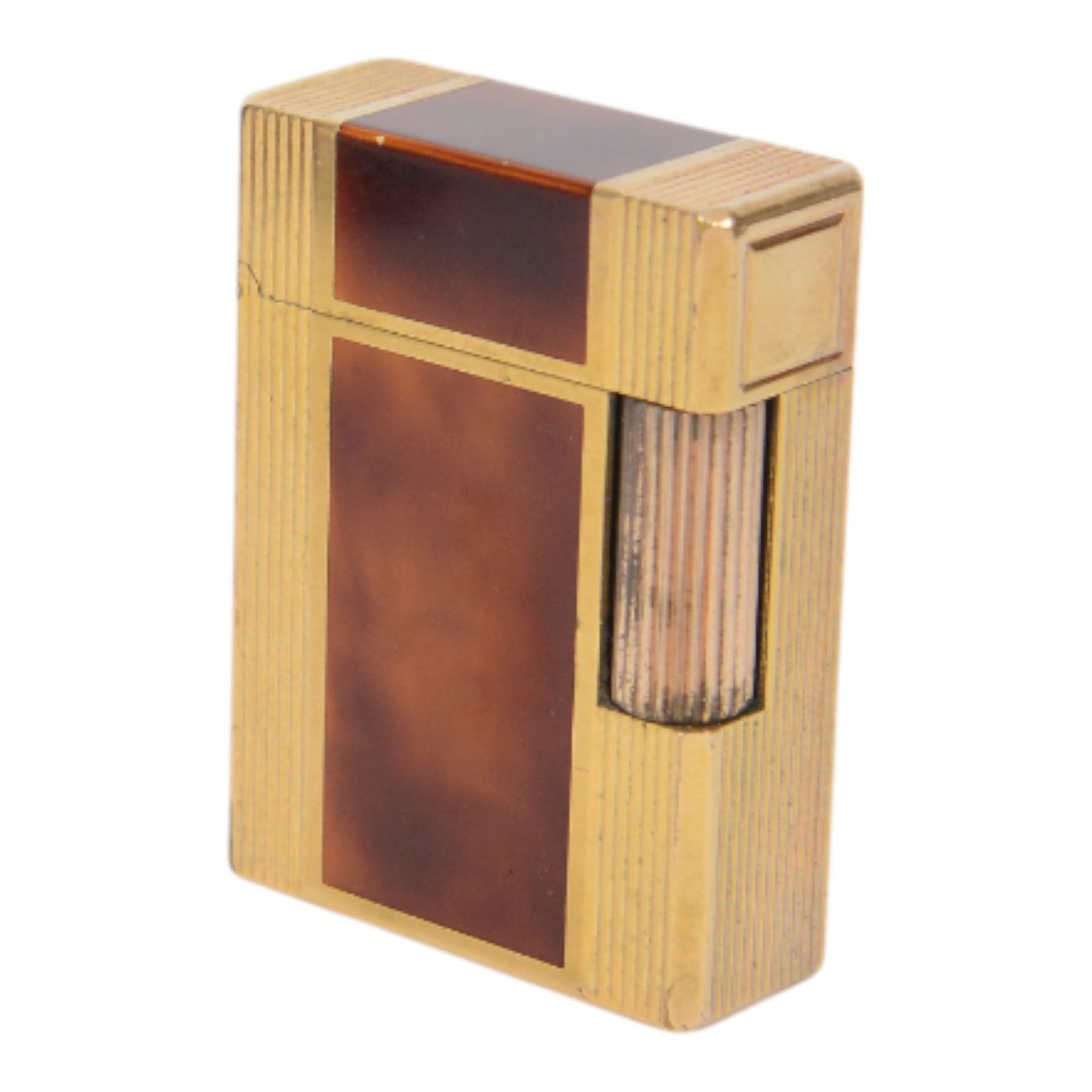 S.T. Dupont gold plated Laque De Chine gas lighter, serial no. 87AG02, in original box