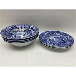 Copeland Spode Italian pattern dinner wares, including two tureens and covers, four serving dishes, six dinner plates, four side plates etc, all with blue printed marks beneath