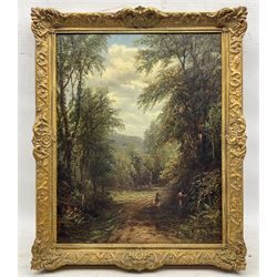 Joseph Mellor (British 1850-1885): 'Path through the Wood - Horsforth', oil on canvas signed, titled verso 44cm x 34.5cm 