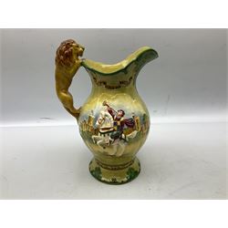 Crown Devon Fieldings George VI Coronation musical jug, with lion handle, no. 179 of an edition of 1500, H29cm