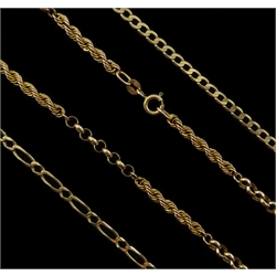  9ct gold fancy rope twist necklace stamped 375 and two bracelets stamped 9ct 9.5gm  