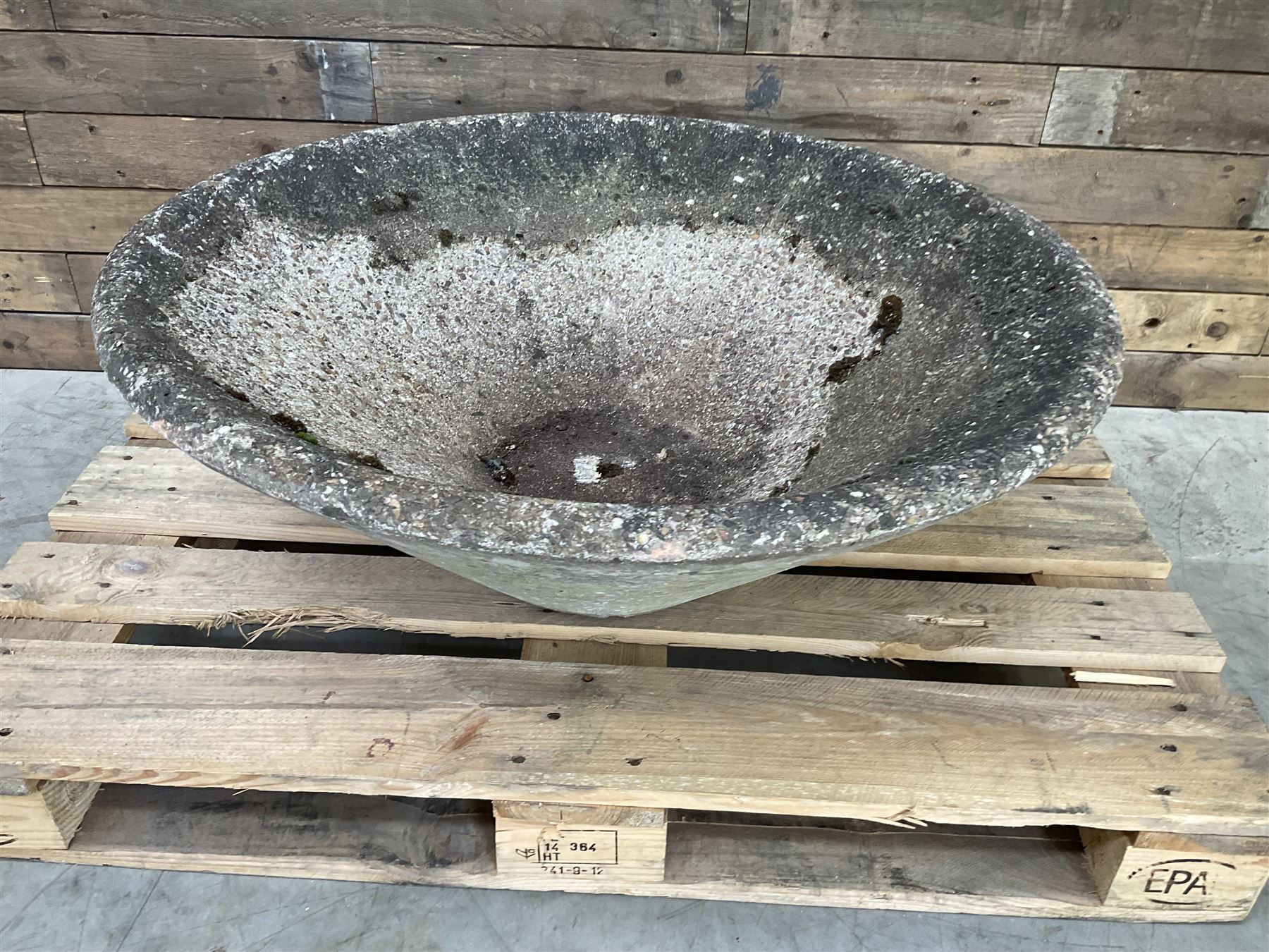 Large mid century tapering concrete planter