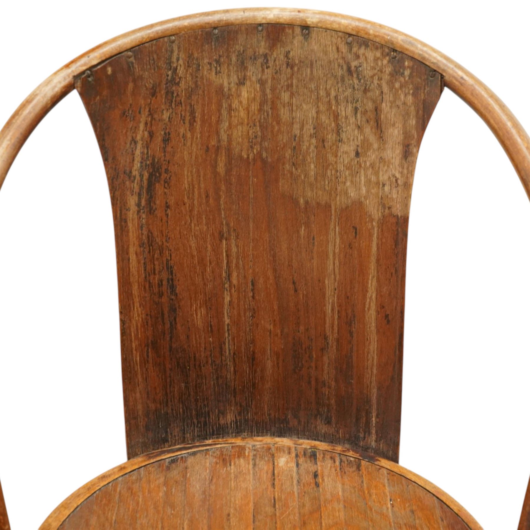 Fischel - Set of six early 20th century Czech Republic bentwood bistro chairs, with continuous hoop back, circular seat on tapering supports united by a stretcher