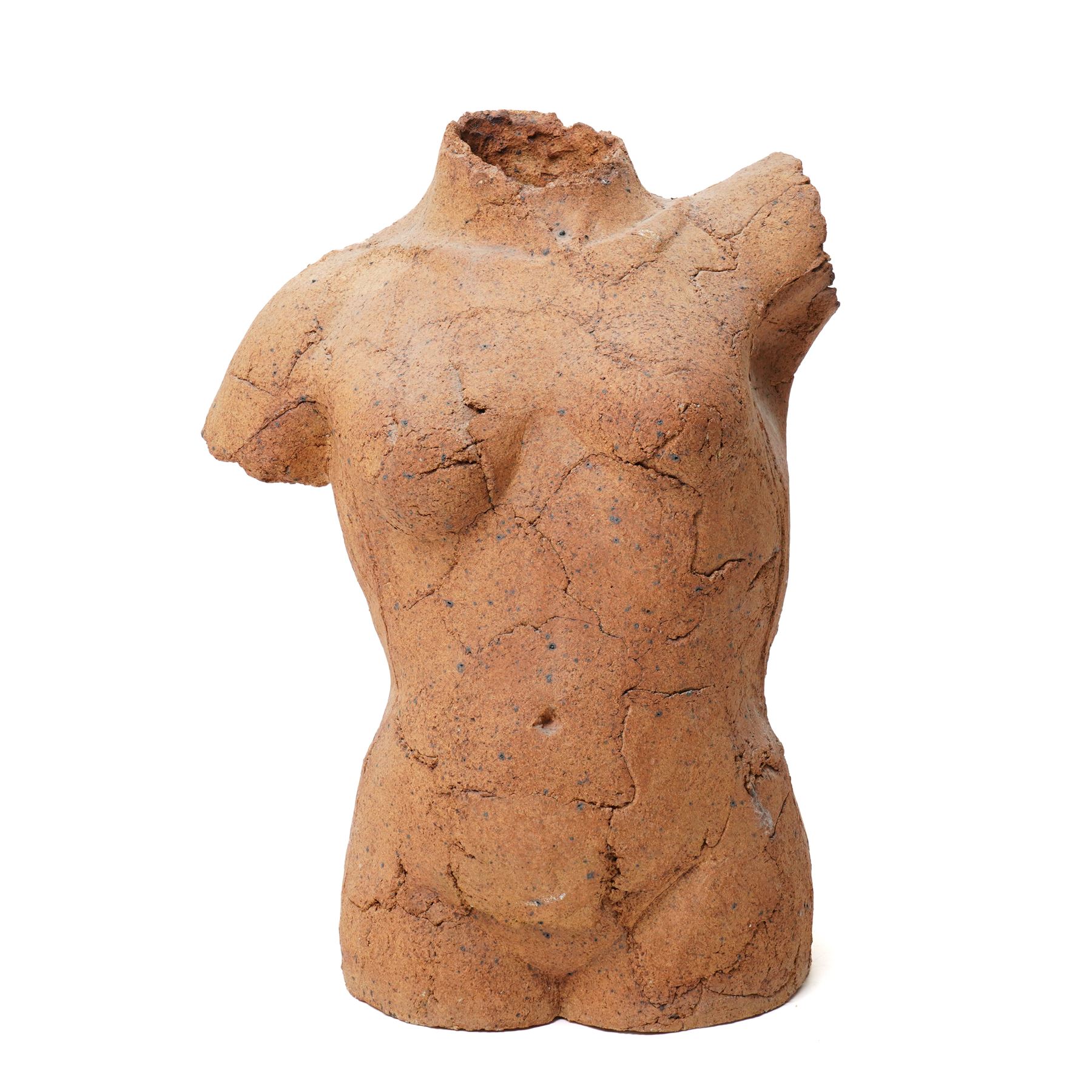 English School (Contemporary): Three Female Torsos, set of clay and sand hollow sculptures, approx H38cm (3)