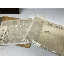 Miscellaneous ephemera including two York Herald newspapers 1835 &n1863, WW2 map of The western Front; two booklets on Burma; disbound book of Hogarth engravings; quantity of Edwardian and later postcards, greeting cards etc