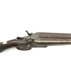 19th century W.R. Pape Newcastle-upon-Tyne 12-bore side-by-side double barrel hammer shotgun No.8648, barrels not in proof RFD ONLY