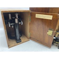 Three W. Watson & Sons microscopes, comprising Kima no 58173, Low power binocular no 98846 and High power binocular no 103144, all boxed 