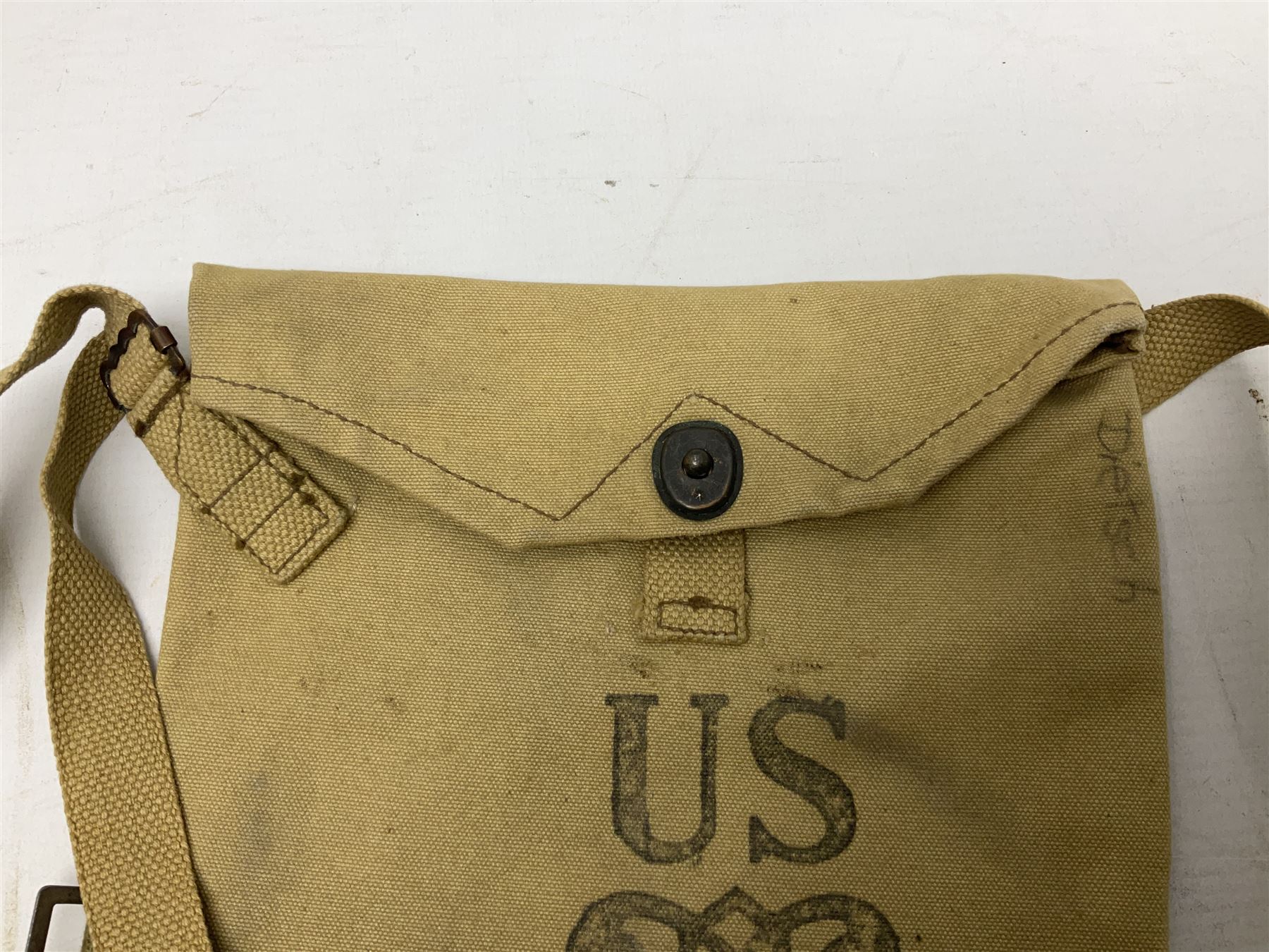 WW2 US gas mask bag cover, marked Training Gas Mask M1A1, probably D-Day/Normandy period 1944