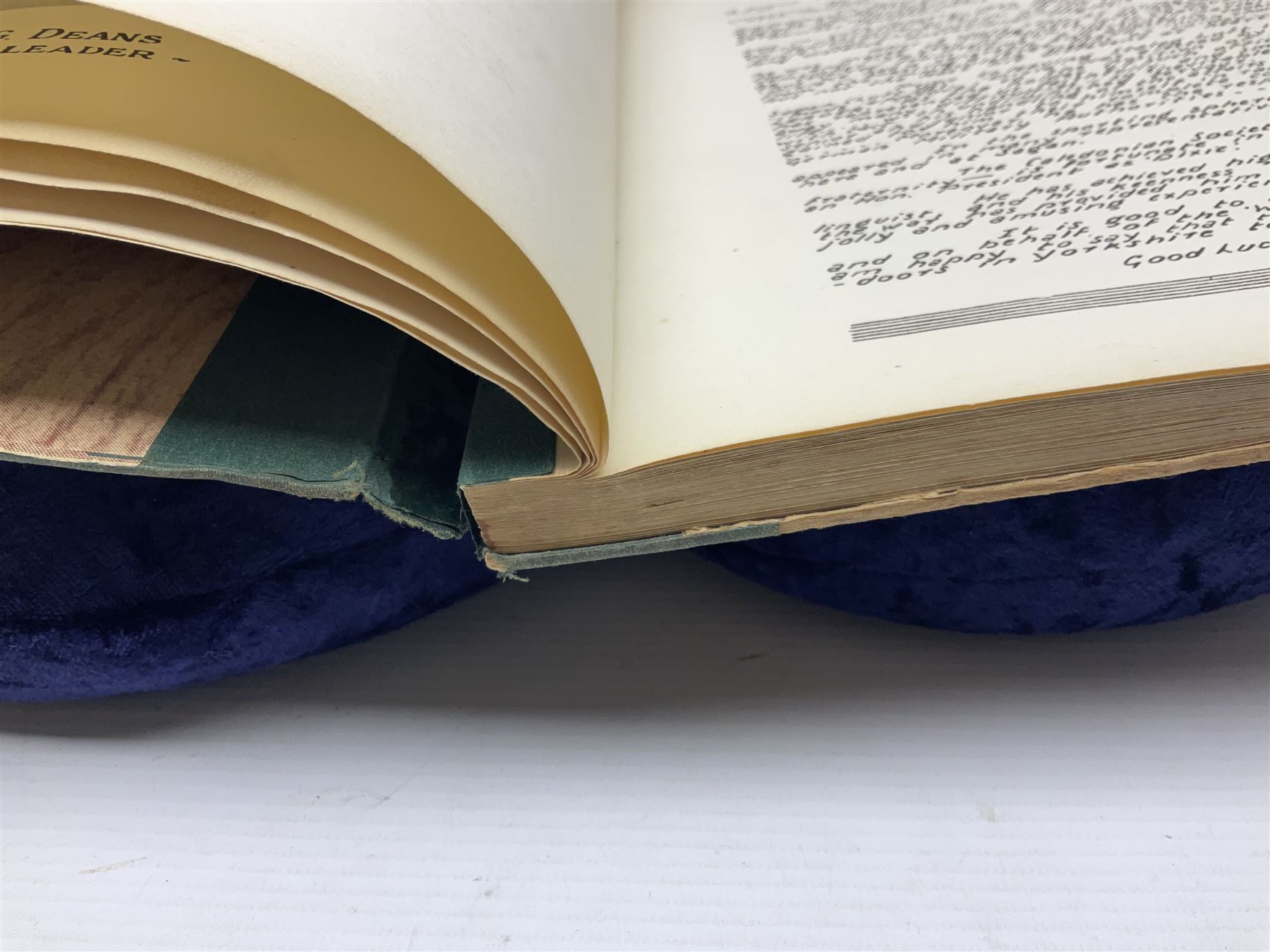 The Yorkshire Post Kriegie Edition. A 1945 book reproducing the exploits of Prisoners of War in Stalag Luft VI, with compliments letter from the publishers. Simulated wood paper covered card boards.