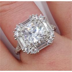 Silver cubic zirconia dress ring, stamped 925