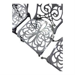 Cast aluminium garden table and four chairs in dark grey