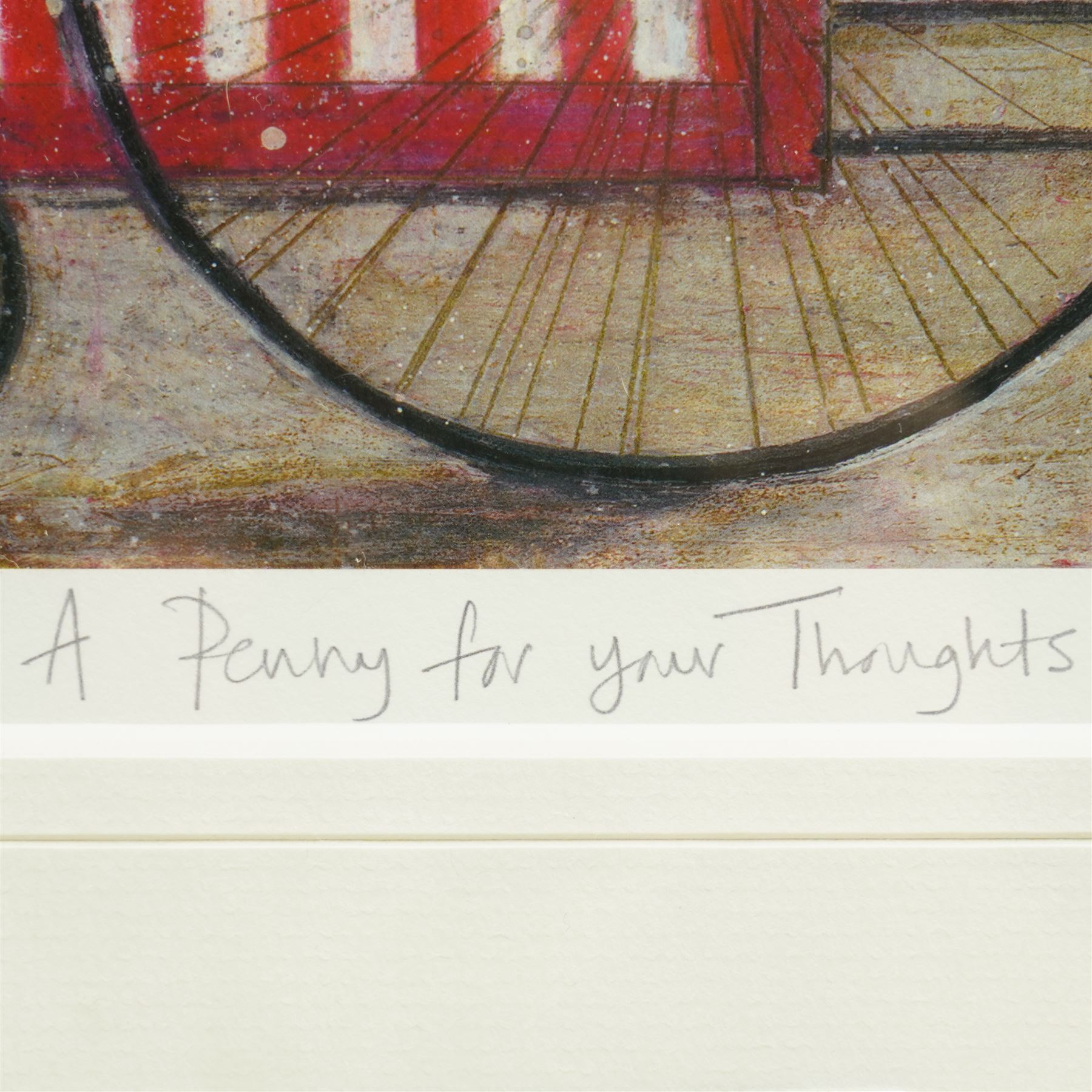 Sam Toft (British 1964-): 'Room with a View' 'Tea for Two' 'On the Edge of the Sand' and 'A Penny for your Thoughts', set five colour prints, two limited edition signed and titled in pencil max 34cm x 86cm (5)