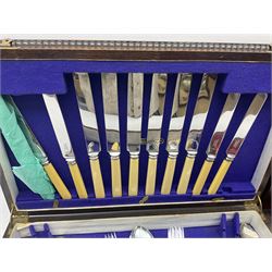 Dahlia Cabinet cutlery box with part canteen of cutlery to include Viners, and another canteen of Sheffield silver-plate cutlery for six