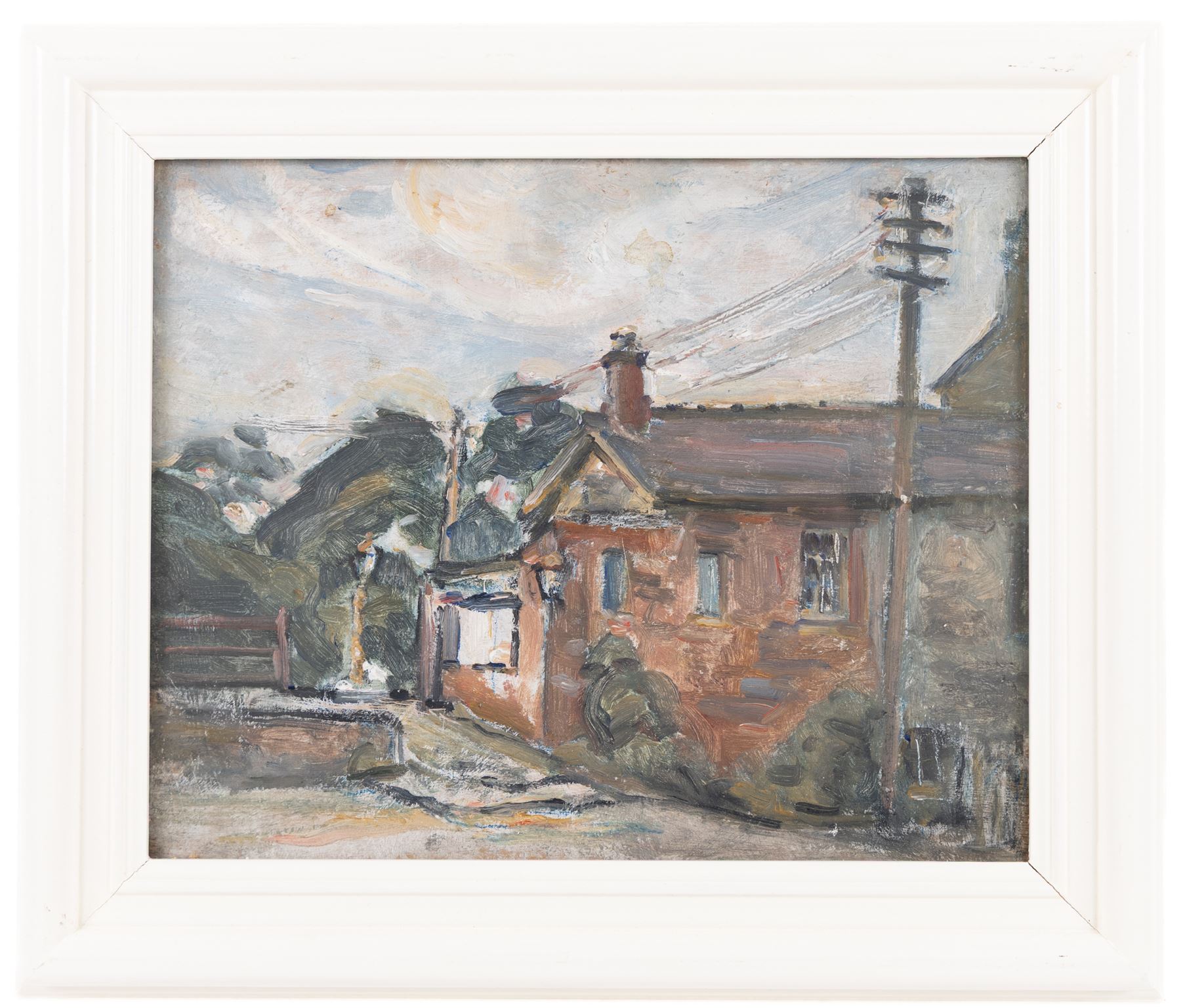 Florence Adelina Hess (Staithes Group 1891-1974): View of a Town and Portrait of a Lady - Believed to be a Self Portrait, two oils on panel unsigned, 22cm x 27cm and 21cm x 27cm (2) 
Provenance: from the collection of Doris Bilbrough (née Sykes), cook to the Hess household in the 1930s, thence by descent through the family.