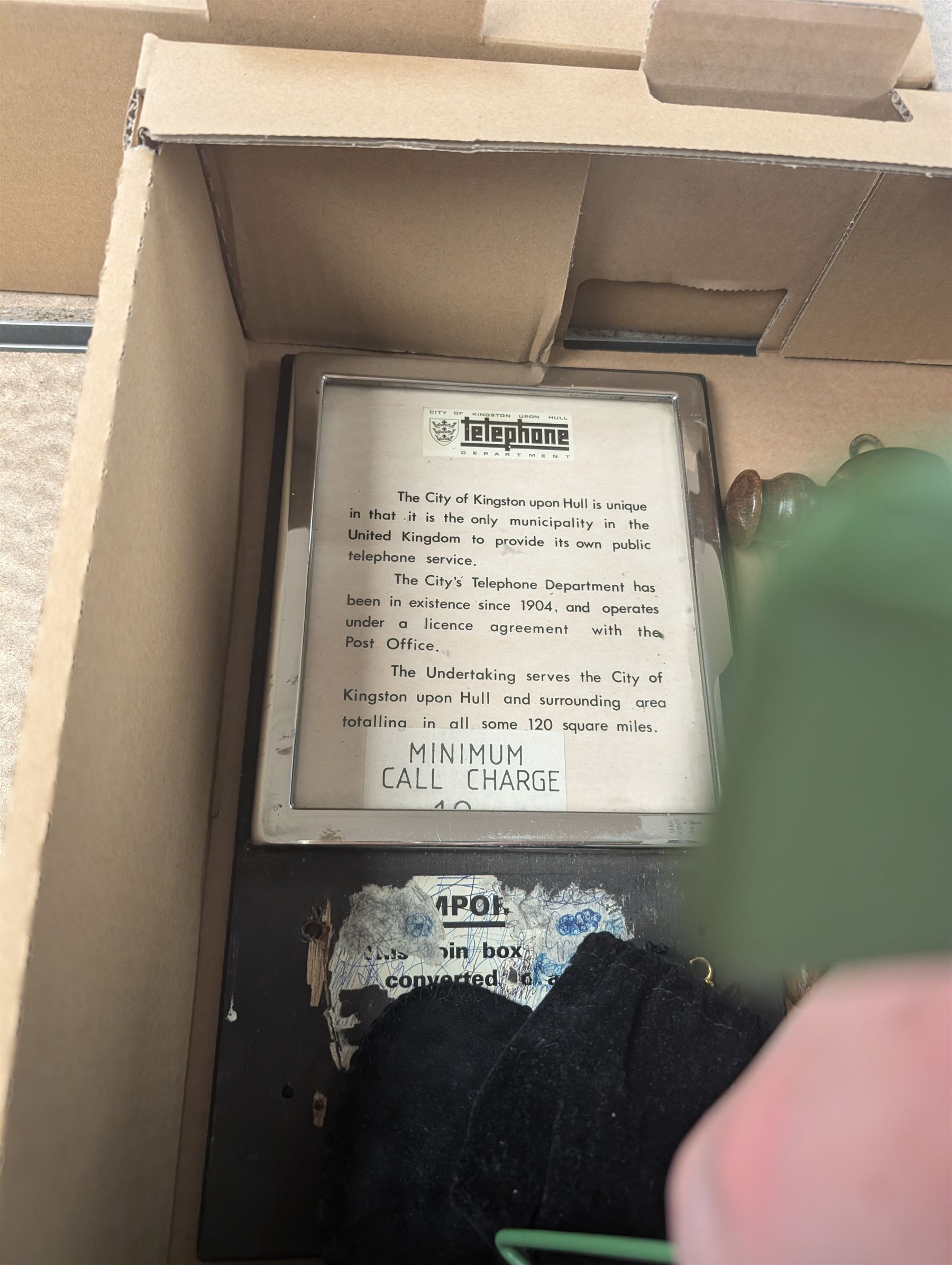 Brooke barometer, Hull pay phone sign, inkwell, Churchill coin, etc 