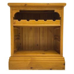 Pine side unit, rectangular top over wine rack