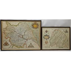 W Ainsley (British early 20th century): 'St Mary's Abbey York', watercolour signed titled and dated August 1909, 35cm x 24cm; together with two reproduction Saxton maps of Yorkshire and Lincolnshire, max 55cm x 74cm (3)