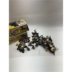 Two Britain's Ancient Siege Machines, comprising Balista and Catapult and a collection of plastic knights and soldiers, including Britains examples etc