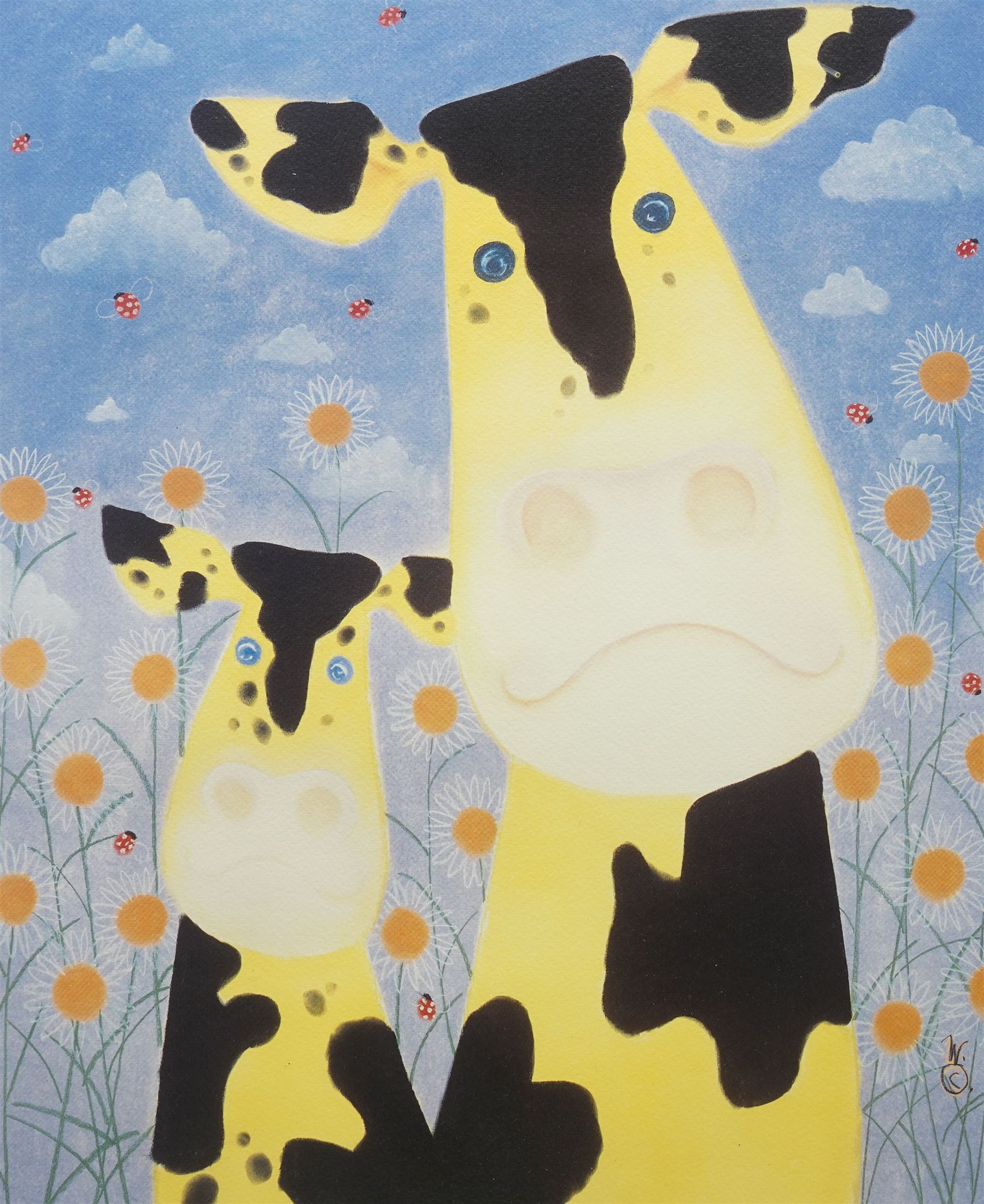 Mackenzie Thorpe (British 1956-): 'Daisys', limited edition colour lithograph signed titled and numbered 385/750 in pencil with blindstamp 44cm x 35cm