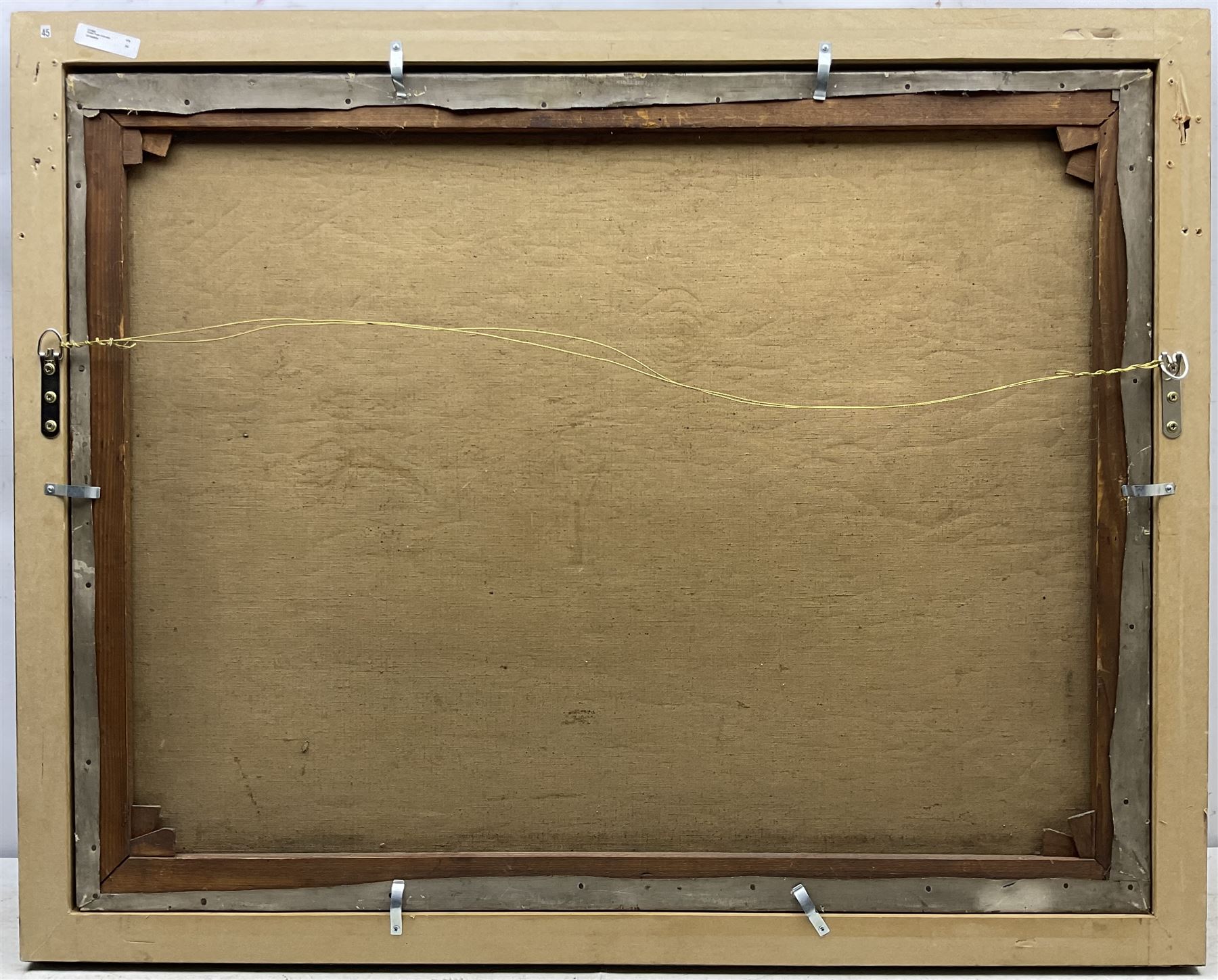 Stanley Royle (British 1888-1961): Harvesting with Cottages Beyond, oil on canvas unsigned 69cm x 90cm