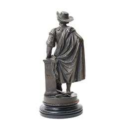 19th century bronze model of artist Peter Paul Rubens, on hardwood base, H39cm 
