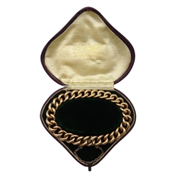  Victorian gold curb chain bracelet, stamped 9ct, retailed by Samuel Sharpe Retford, in original velvet lined leather box  Notes: By direct decent from Sharpe family  