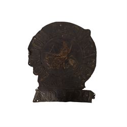 Eight 19th century tin fire insurance marks, comprising Phoenix Assurance Company Limited, Royal Insurance Company, Protector Fire Insurance Company, London Assurance Incorporated, County Fire Office, and District, Royal example H31cm