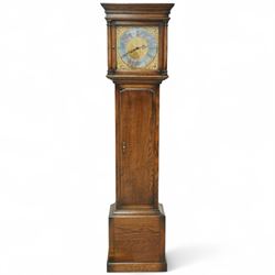 20th-century-oak cased  8-day longcase clock, in an 18th century provincial style case, sq...