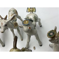 Basil Matthews figures, comprising horses, deer and fawns, all with painted mark beneath, largest H14cm