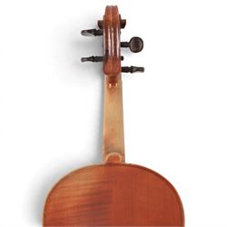 Early 20th century copy of an Antonius Stradivarius violin, with two piece back, ebonised finger board and tuners, the interior label reading 'Modele dapres Antonius Stradivarius Cremonensis anno 1721', in hard case with bow, length 62cm