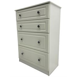 Contemporary white finish chest, fitted with four graduating drawers