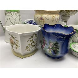 Addison ceramic bathroom set, including jug and bowl and chamber pot, together with a large BWM & Co blue and white bowl, in Field Flowers pattern, GH Mcdonald jardinere and planter, etc