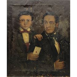 English School (19th century): Portrait of Father and Son, by repute members of the Ferens family of Hull, oil on canvas unsigned 61cm x 51cm