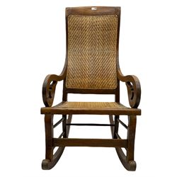 Hardwood rocking chair, with cane work seat and back 