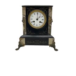 French striking Mantel clock and an Egyptian style Belgium slate clock case