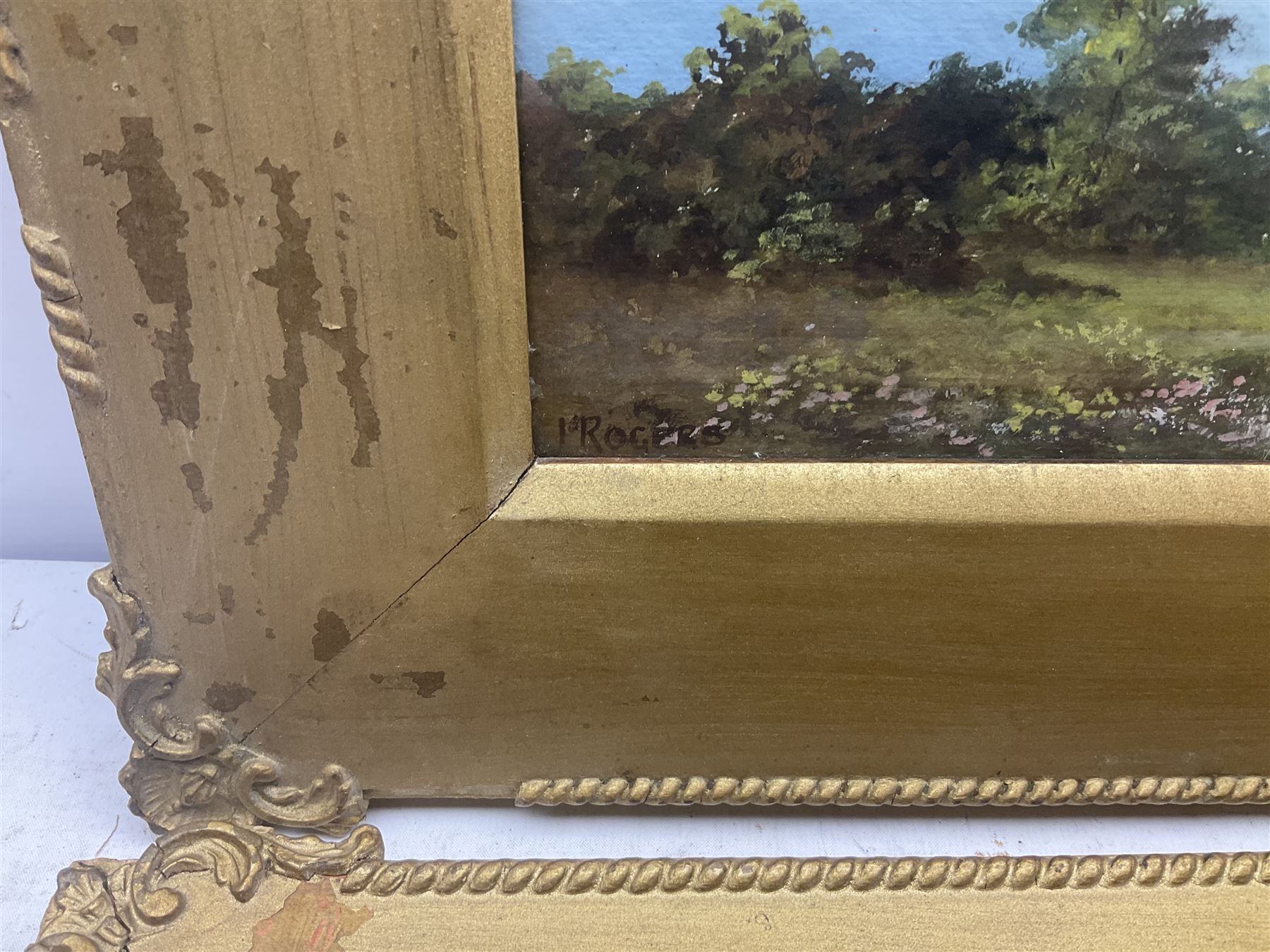 J Rogers (British 19th/20th century): Lake Scene and Coastal Scene, pair watercolours signed 20cm x 53cm (2)