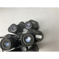 Seventeen pairs of binoculars, to include Carl Zeiss Jena Jenoptem 8x30W, Bell & Howell 8x40, Ranger 8x21, Miranda 10x50, Photoco Super 8x30, sixteen with cases
