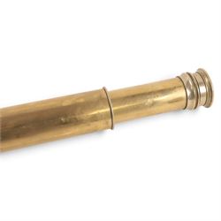 Early 20th century leather-bound three drawer brass telescope, inscribed 'Presented to The United States Government by Weedon Dawes Williams 24 State Street New York January 30 1918 US Navy no.20781', full length L75cm