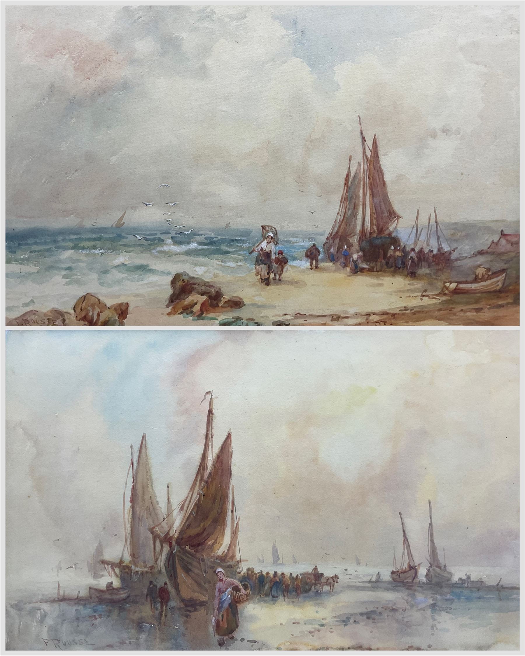 Frank Rousse (British fl.1897-1917): Returning Home with the Catch, pair watercolours signed 29cm x 49cm (2)