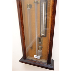  Victorian Admiral Fitzeroys barometer No.367815, oak case with scroll carved cresting and finials, Gothick paper register with thermometer, H124cm, W28cm  