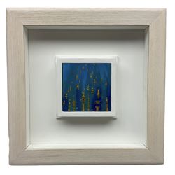 David Carson Shaw (British 1942-): 'Ascesa', acrylic on board, signed with initials, signed and titled verso 7cm x 7cm