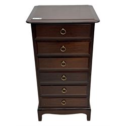 Stag Minstrel - narrow mahogany pedestal chest, fitted with six drawers