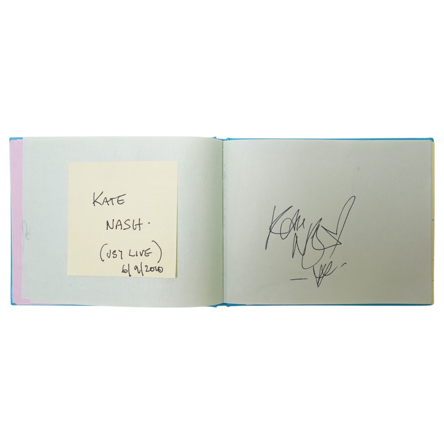 Two autograph books including sporting, entertainment and other autographs including Ricky Tomlinson, Steve Cram, Terence Stamp, members of Groove Armada, Geoffrey Boycott, JLS, Jimmy Carr etc over 120 signatures collected by G4 Security at Jersey Airport 2010-2012 and four menus with signatures of Harold Wilson, Jim Callaghan and other Labour Party politicians etc