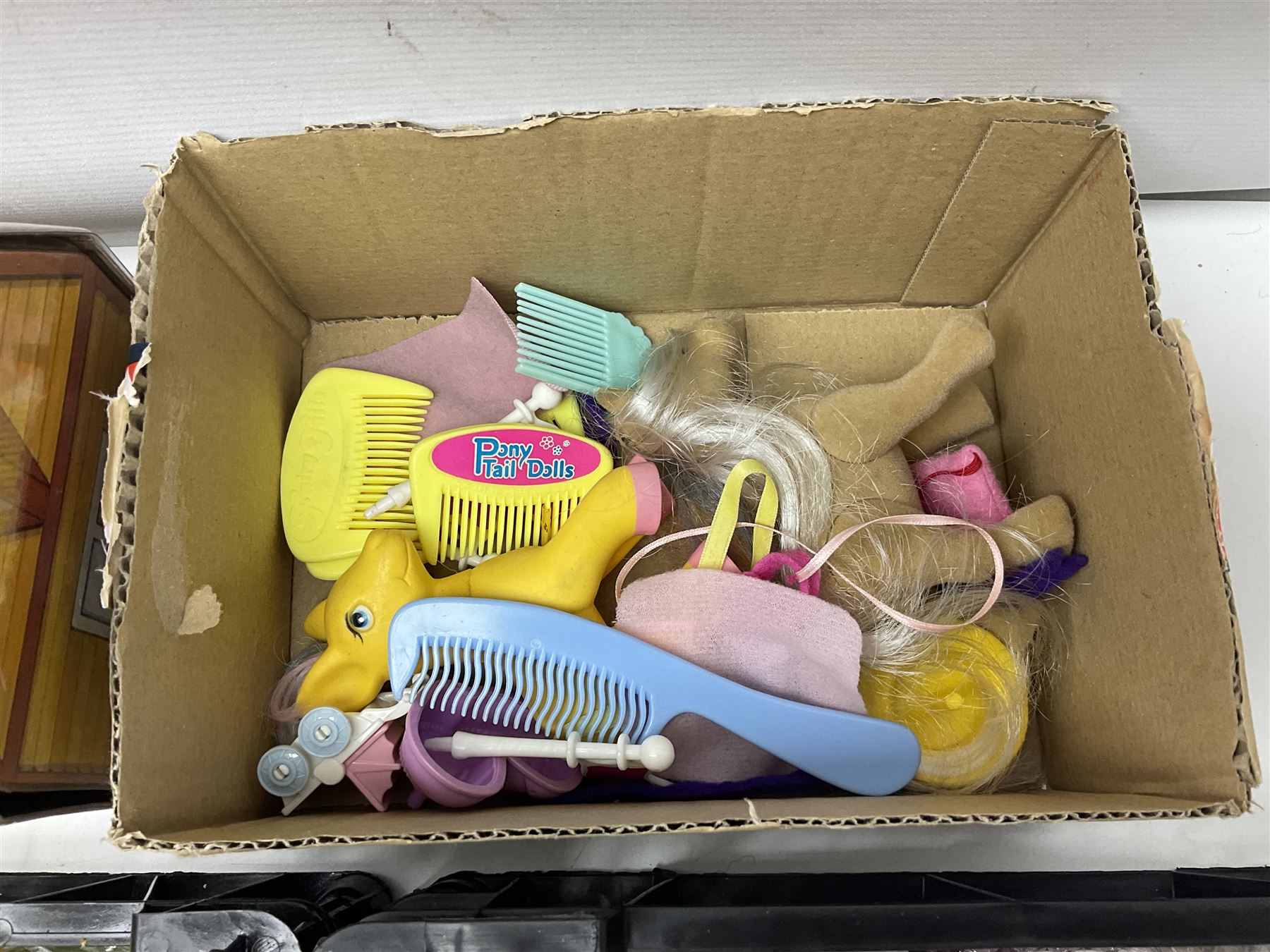 1980s Epoch Sylvanian Families - Country Kitchen Utensil Set and Playpen with Mobile; both boxed; together with assorted loose furniture, playground equipment, grocery shop stock etc; Penny's Pony Club Set in folding stable box; and boxed Bouncin' Babies Nursey Playset