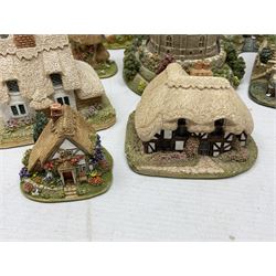 Sixteen Lilliput Lanes, to include The Golden Jubilee, Round Tower - Windsor Castle, Castle of the Golden Chalice, Travellers Rest, with box and deed,  Summer Days, Sunshine Creek, Writing with Lewis Carol, with box and deed,  etc 